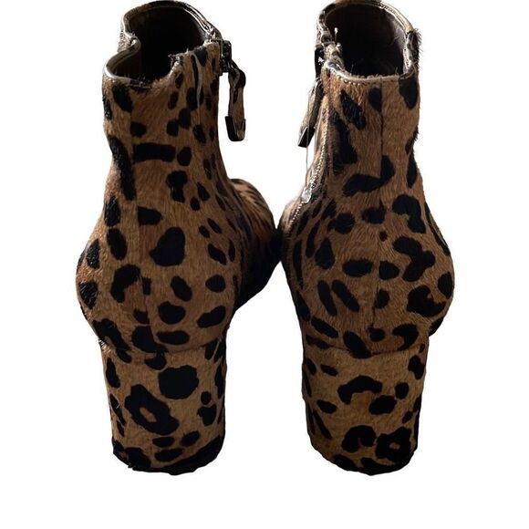 Earthies‎ by Earth Apollo Leather Calf Fur Leopard Ankle Boots. Size 7 NWOB - Picture 5 of 10